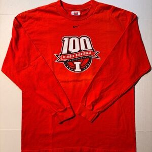 Vtg Nike Center Check Swoosh Illinois Fighting Illini Basketball Longsleeve Sz L